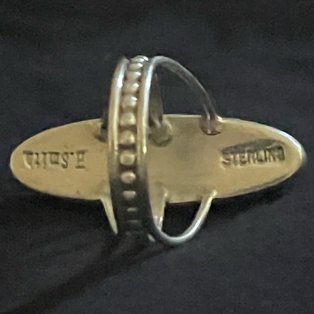 Silver and Orange Inlay Ring - Picture 2 of 5